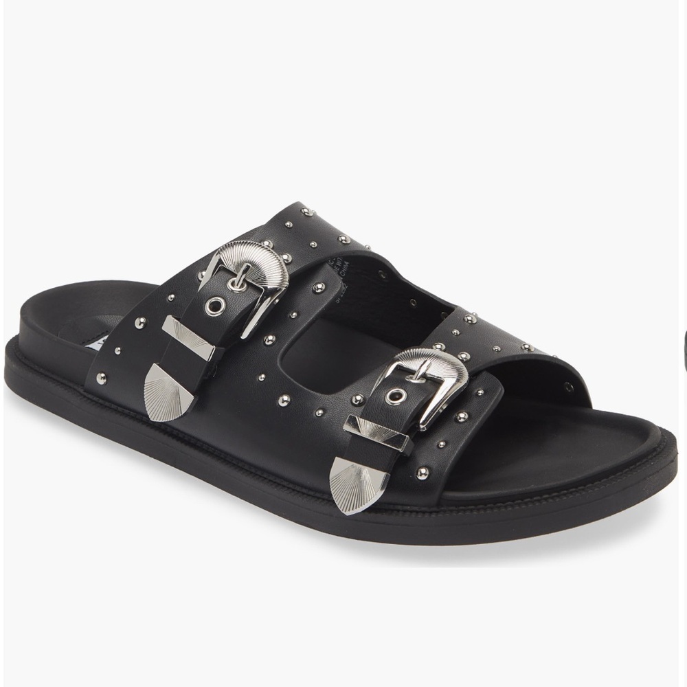 Steve Madden Connelly Black Buckle Sandal